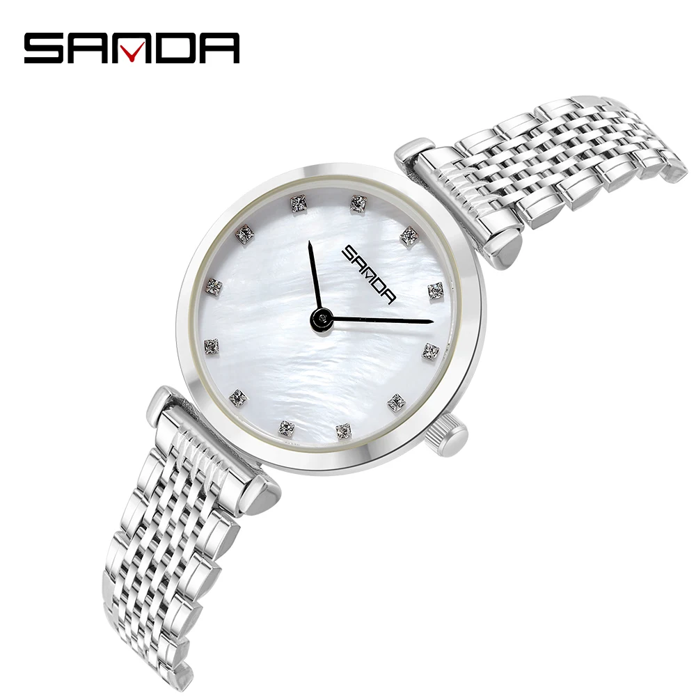 Fashion Sanda Top Brand Women Watch Luxury Diamond Ladies Wristwatches Stainless Steel Gold Mesh Strap Female Quartz