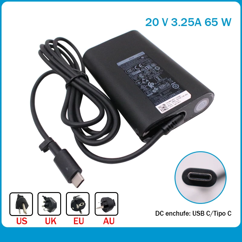 

65W USB-C Type-C 20V 3.25A AC Power Adapter Laptop Charger For DELL XPS12 XPS13 9350 9250 9360 7370 HA65NM170 LA65NM17