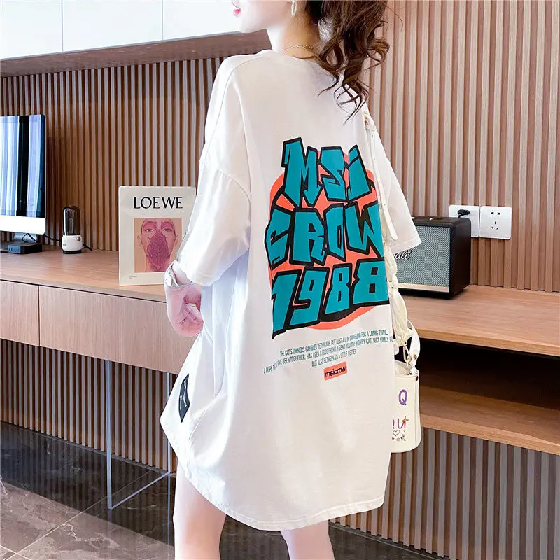 Midi Tops Fashion Graphic Clothes Loose Short Sleeve Casual Pulovers Aesthetic Korean Aesthetic T Shirt Women's T-shirt Summer