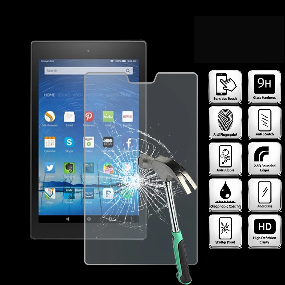 For Amazon Fire HD 8 (2015) Tablet Ultra Clear Tempered Glass Screen Protector Anti-friction Proective Film