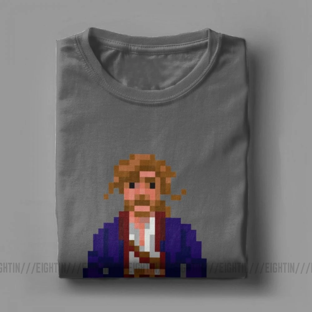 Men T-Shirts Guybrush Threepwood Monkey Island T Shirt Casual 100% Cotton Tees Short Sleeve Games Video Pirate Retro Game Tops