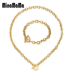 New Style Stainless Steel Toggle Jewelry Sets For Men Women Link Chain Bracelet And Necklaces Set