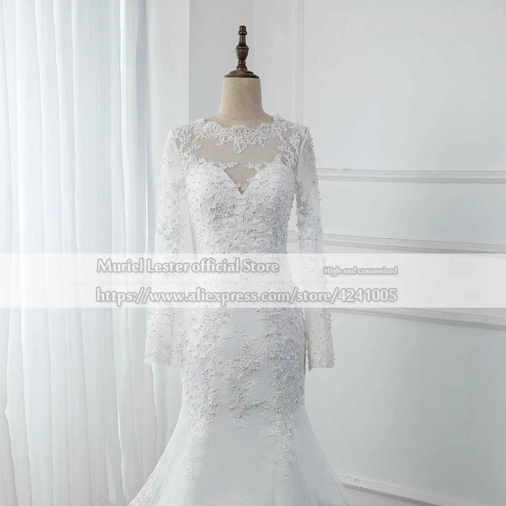 Robe De Soirée De Mariage Real Photo Elfenbein Spitze Appliques Kristalle Perlen Meerjungfrau Hochzeit Kleider 2021 Tasten Zurück Brautkleider