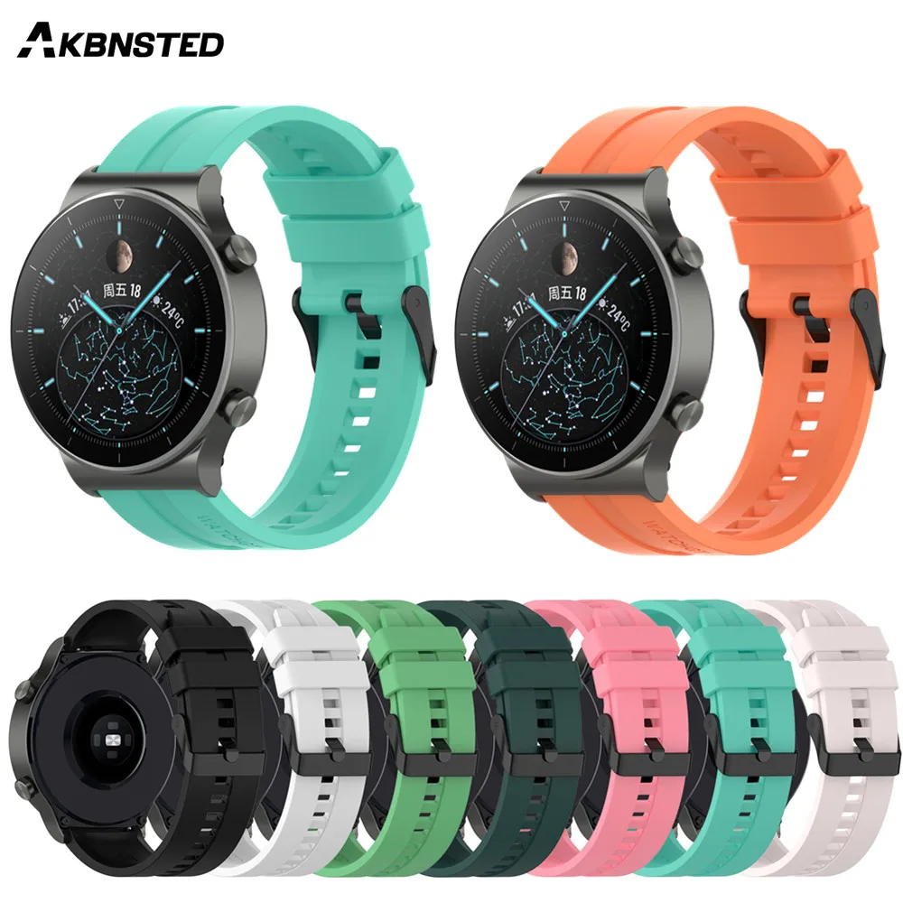 Akbnsted pulseira para huawei relógio gt 2 pro 46mm/42mm banda de silicone pulseira inteligente para amazfit stratos 2 esportes cinta acessórios