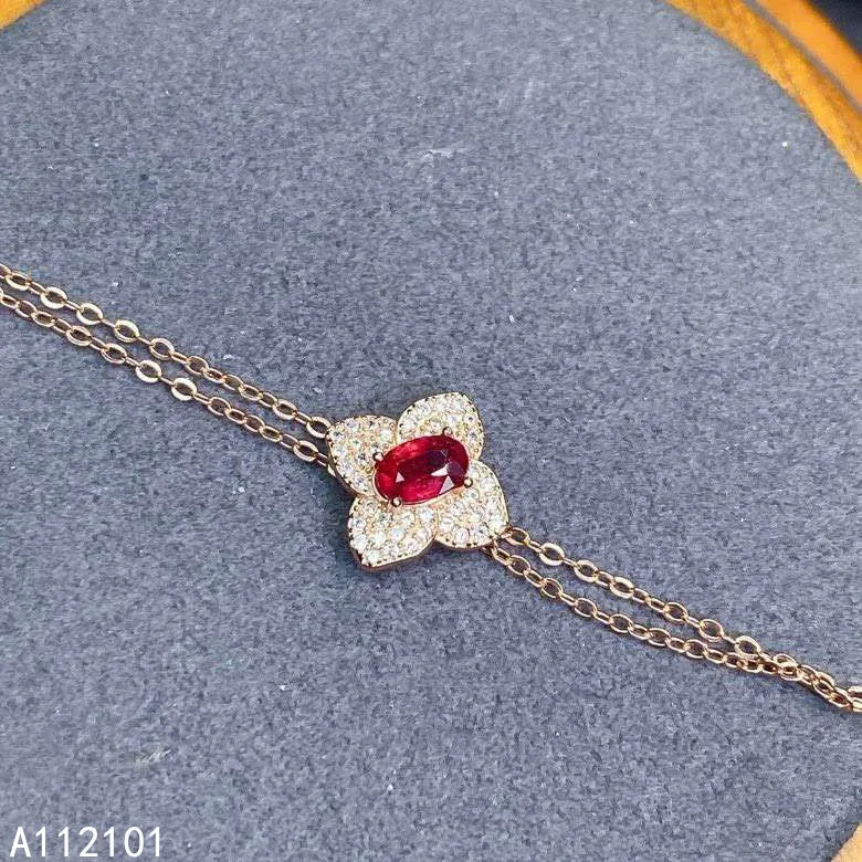 KJJEAXCMY fine jewelry S925 sterling silver inlaid natural ruby new Girls lovely hand Bracelet Support test Chinese style