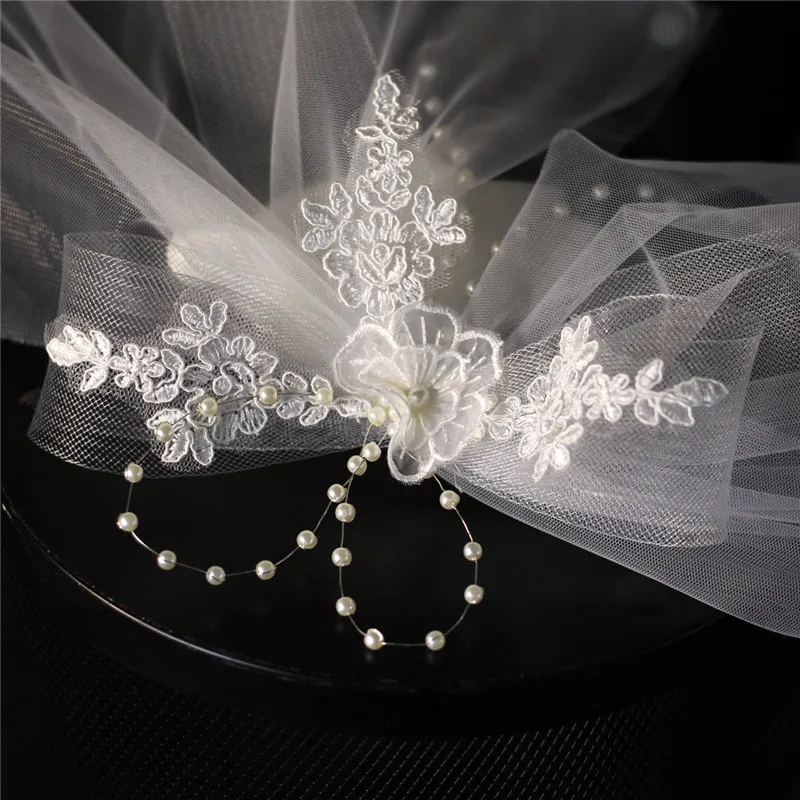 CC Wedding Veil Engagement Hair Accessories for Women Fashion Jewelry 100% Handmade Bride Veils With Comb Lace White Lvory V666