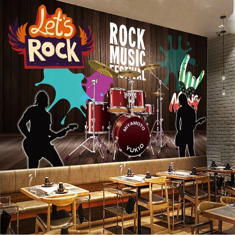 

Custom 3D Any Size Wallpaper Self-Adhesive Retro Music Bar KTV Background Home Decor Backdrop Papel De Parede Fresco Sticker