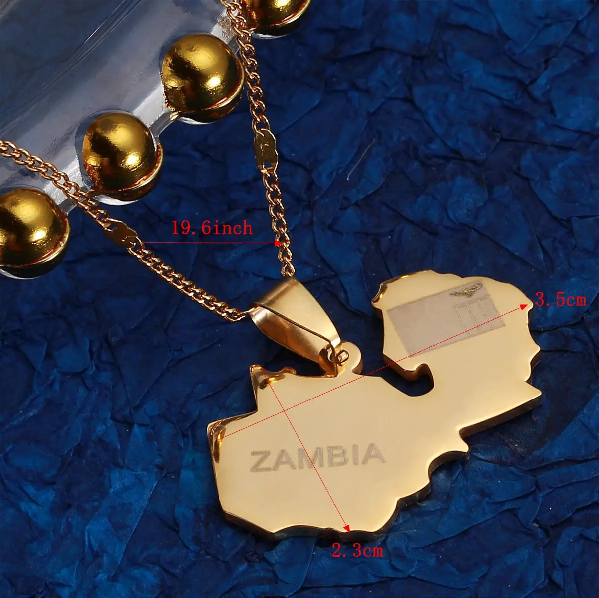 ZAMBIA Map Pendant Necklace Gold Color Map of Zambians Country Maps Jewellery