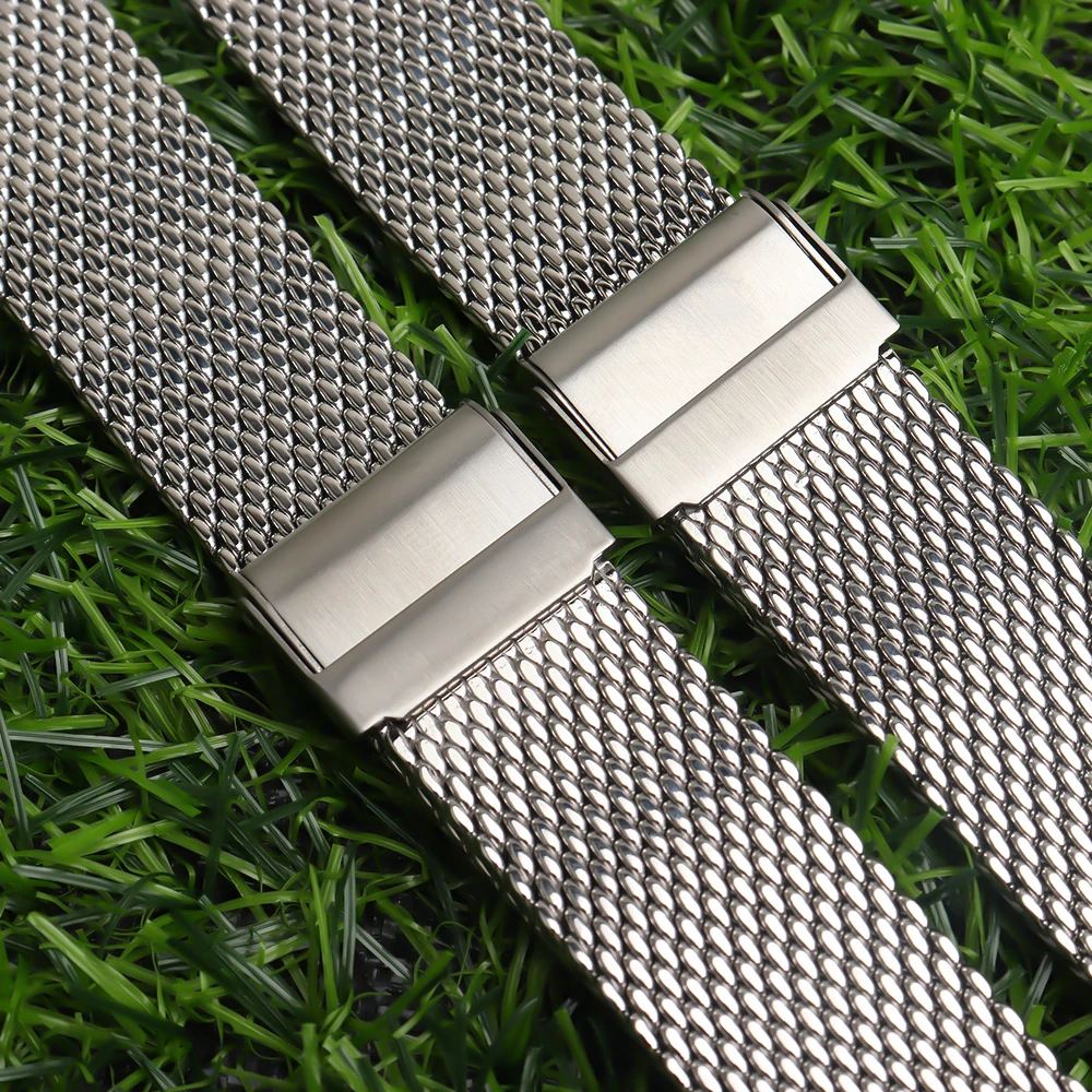 Watch Accessories Folding Clasp 20 22mm Milanese Stainless Steel Mesh Watch band Best For iwc omega breitling Series Strap