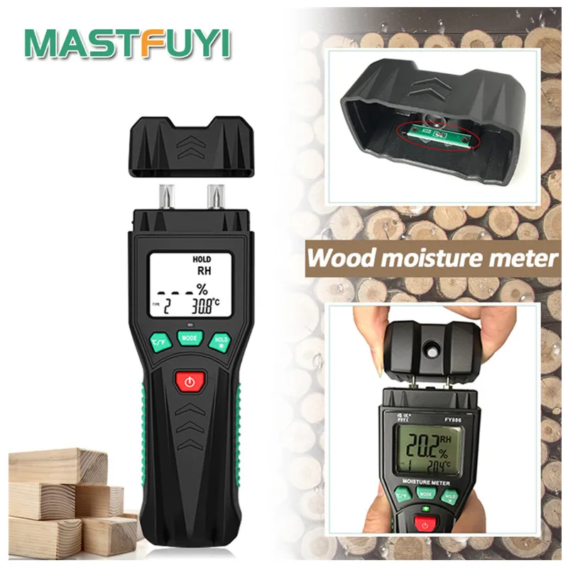 

Digital Wood Moisture Meter FY886 Wood Humidity Tester Analyzer Hygrometer Timber Damp Detector For Tree Carton Cement Wall