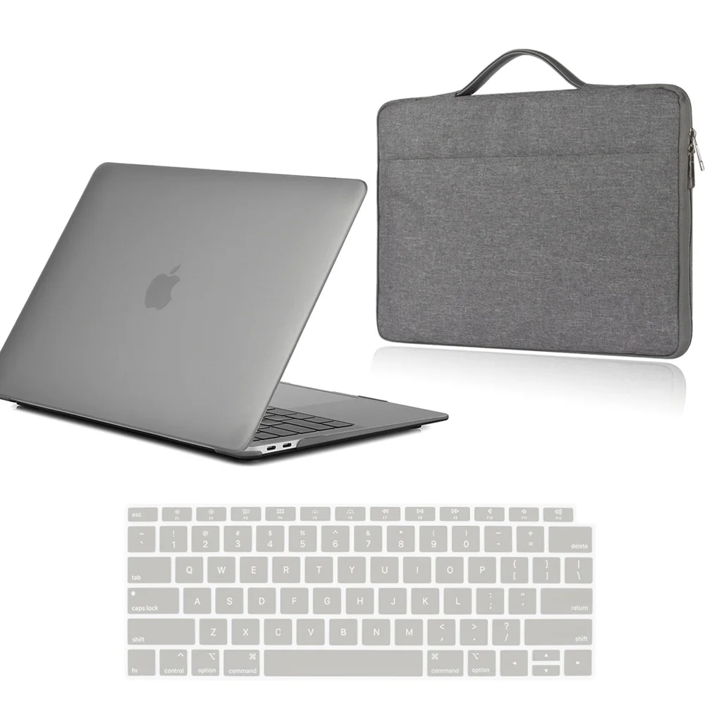 Laptop Case for Apple Macbook Air 13/11/Macbook Pro 13/15 Inch Solid Color Protective Shell + Keyboard Cover + Laptop Bag