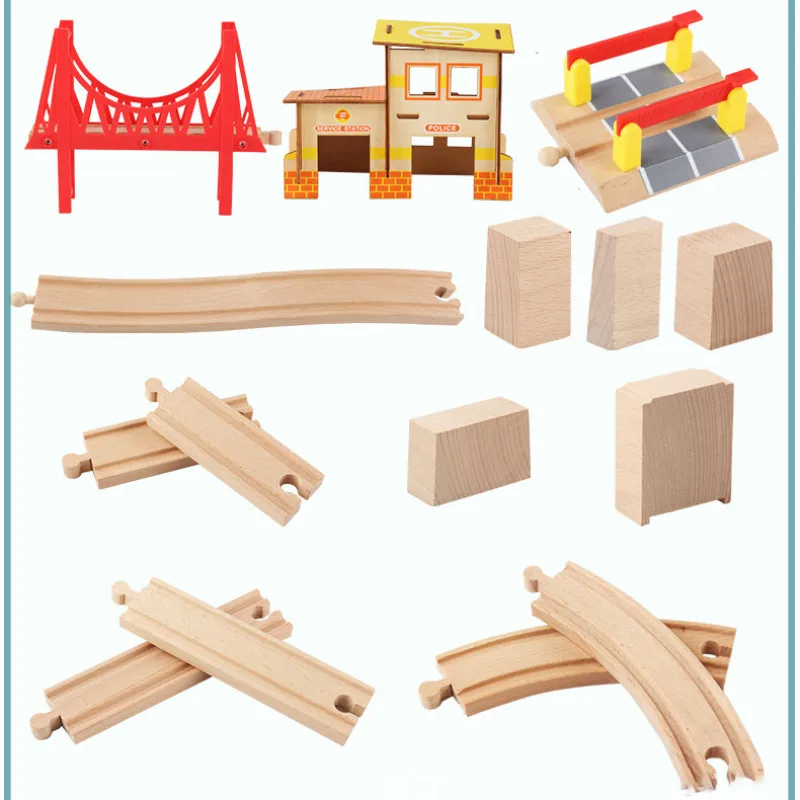 108 Pieces Of Children\'s Wooden Train Track Toy Wooden Assembly Train Transportation Mine Set Educational Toys