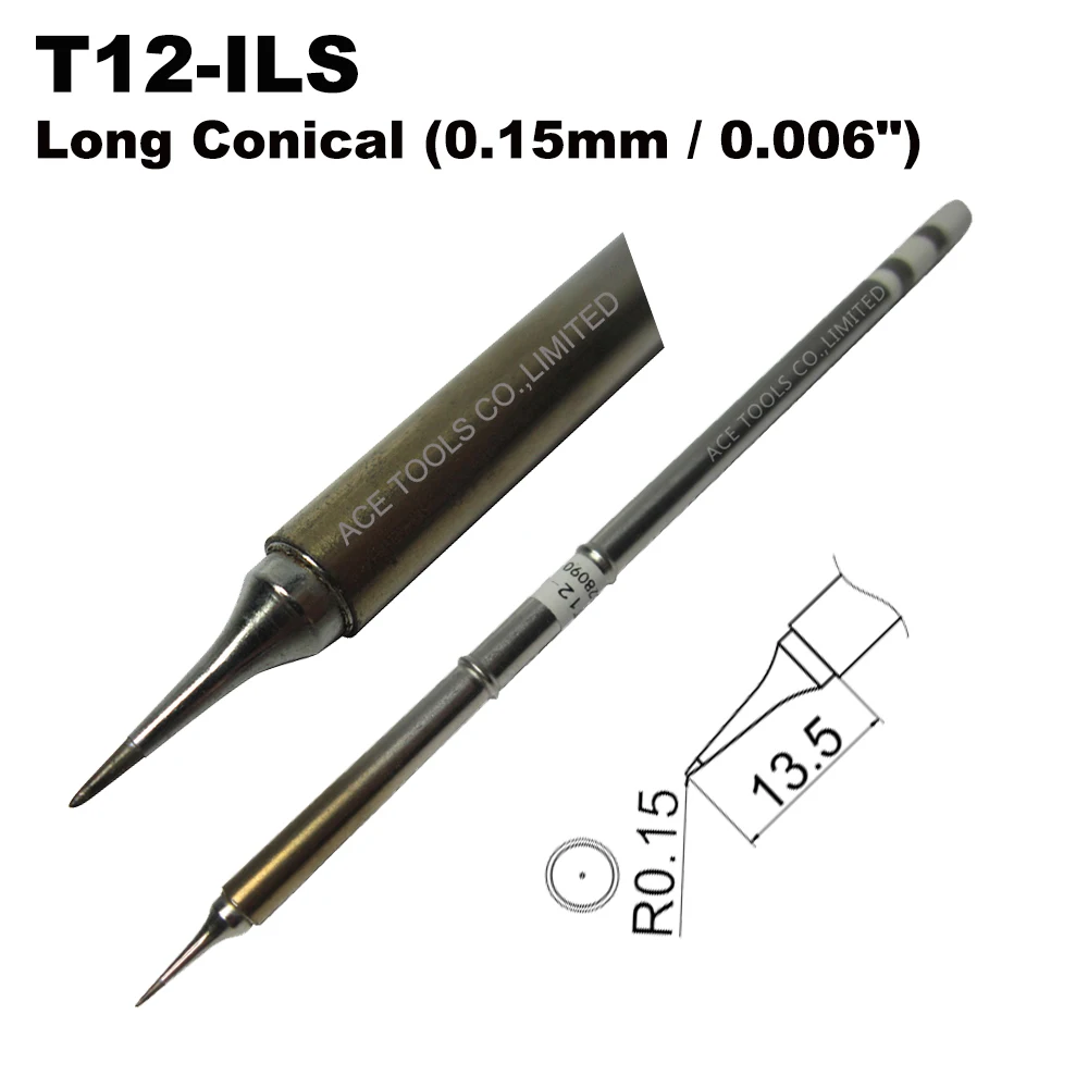 T12-ILS Conical 0.15mm Soldering Tip for HAKKO FX-951 FX-950 FX-952 FX-9501 FM-2028 FM2027 Nozzle Iron Bit Pencil Replacement