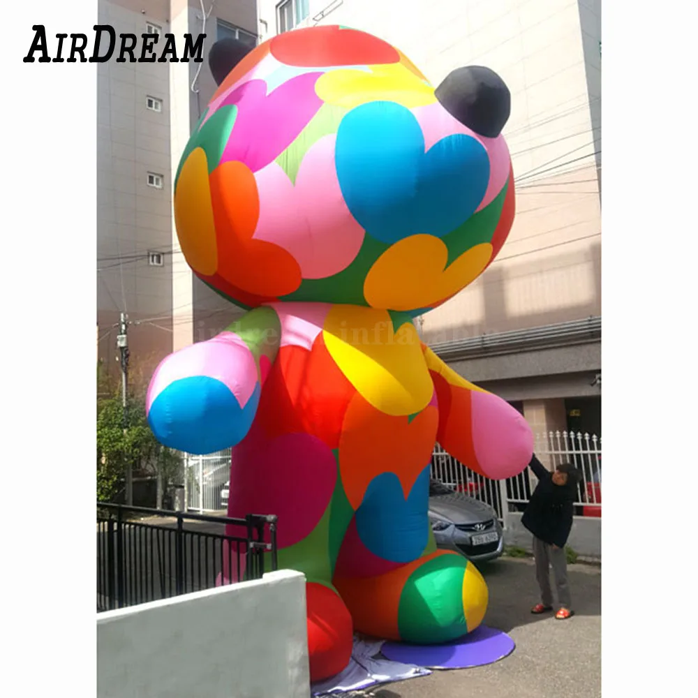 High quality Custom Inflatable advertising rainbow cartoon bear for outdoor mall promotion