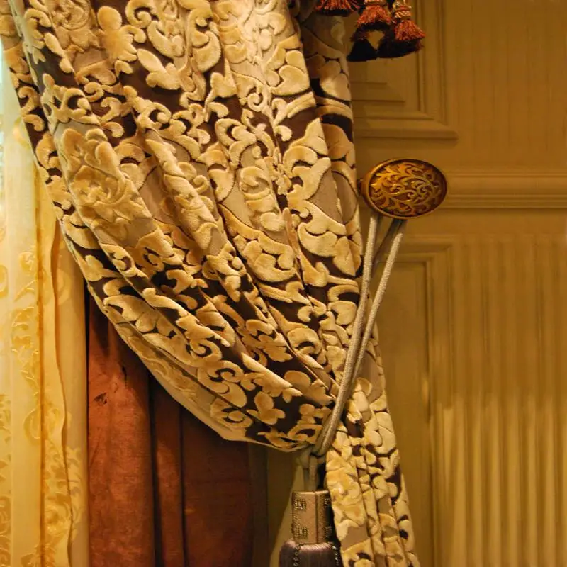 Blackout Canopy Curtain Thick Fashion Christmas Best Quality Luxurious Finished Window Designs Jacquard Luxury Valance Curtains