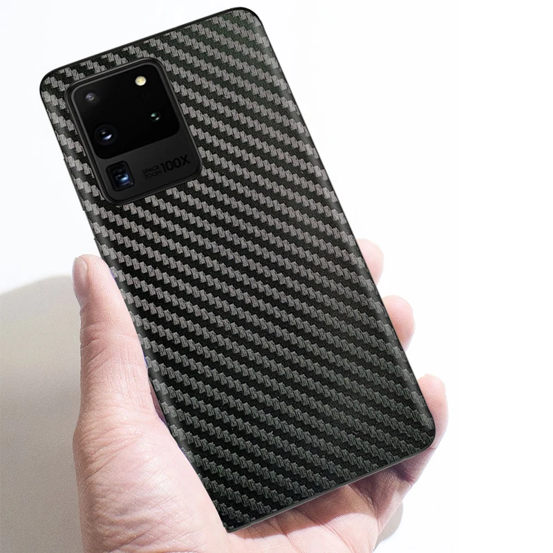 3D Carbon Fiber Skins Film Wrap Phone Back Sticker For SAMSUNG S21 S20 Ultra S20+ S10 Plus S10e S9 S8+ Note 20 10+ 8 9 A51 4G