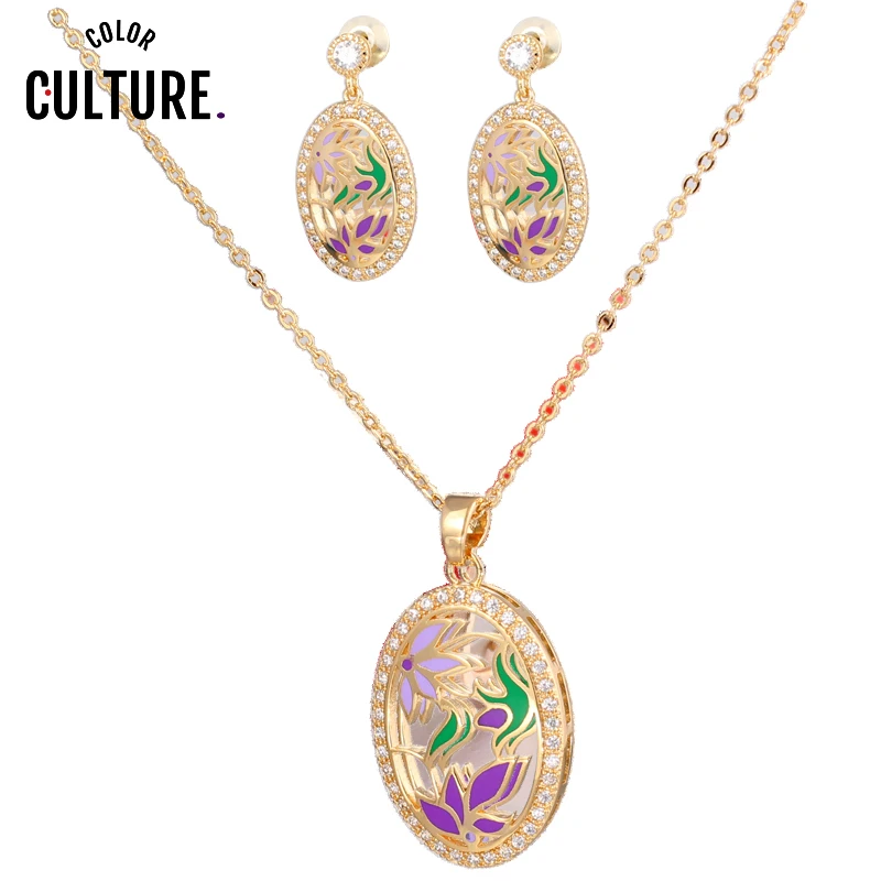 

NEW Necklaces Earrings Purple Leaf Pendant Jewelry Set for Women Love Gifts