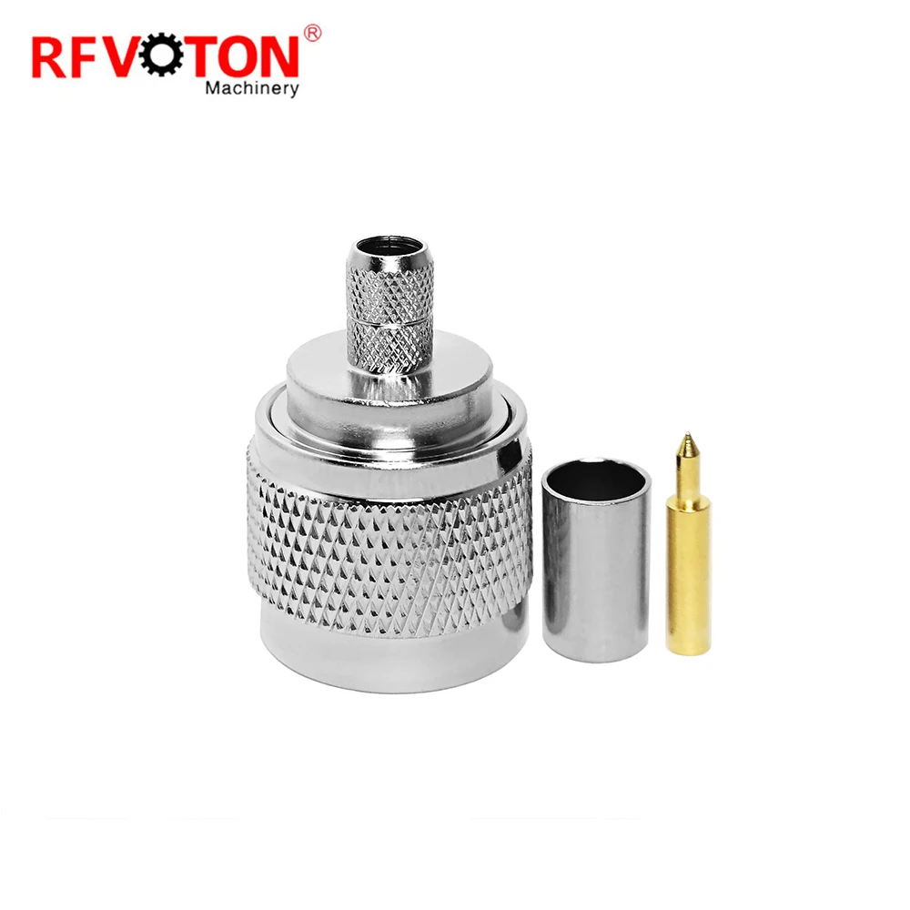 Free shipping 10pieces RF Crimp Connector N male plug for LMR240 4D-FB H155 RG59 Coaxial Cable