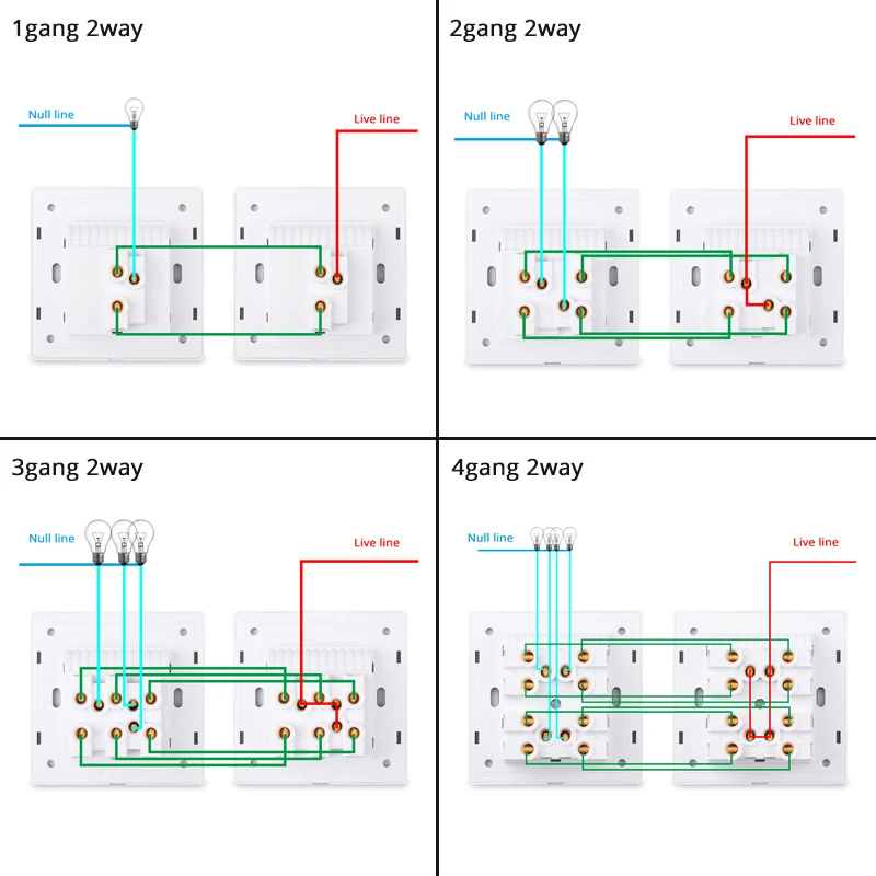 COSWALL 1/2/3/4 Gang 1/2 Way Toggle On / Off Wall Light Switch Blue Backlight Data CAT6 HDMI USB Charging Glass Panel Grey