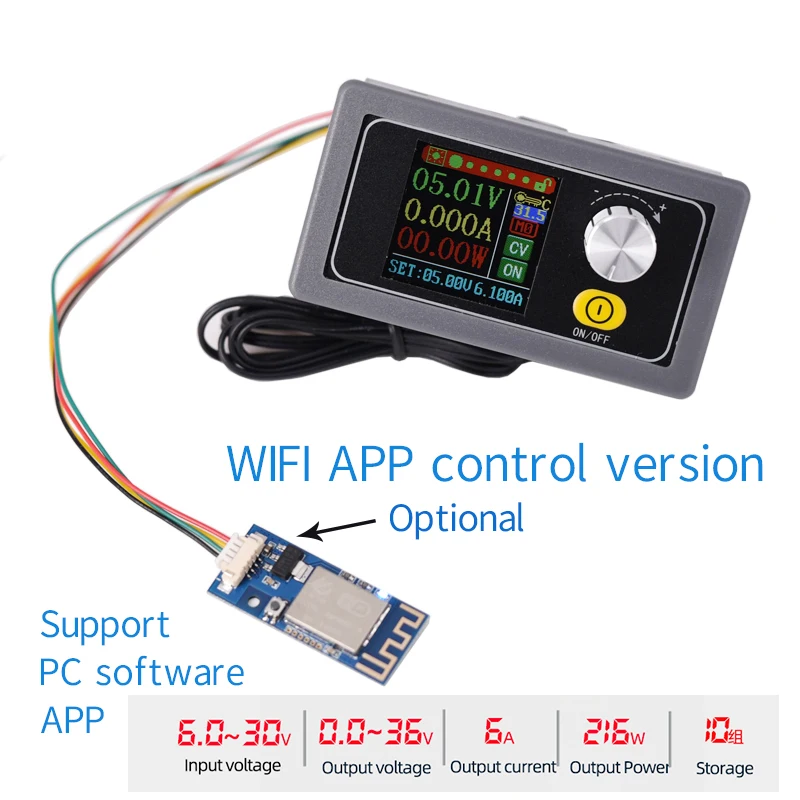 DC DC Buck Converter CC CV Power Module 0-36V 6A Adjustable Regulated power supply Voltmeter ammeter CNC  216W WIFI  APP control