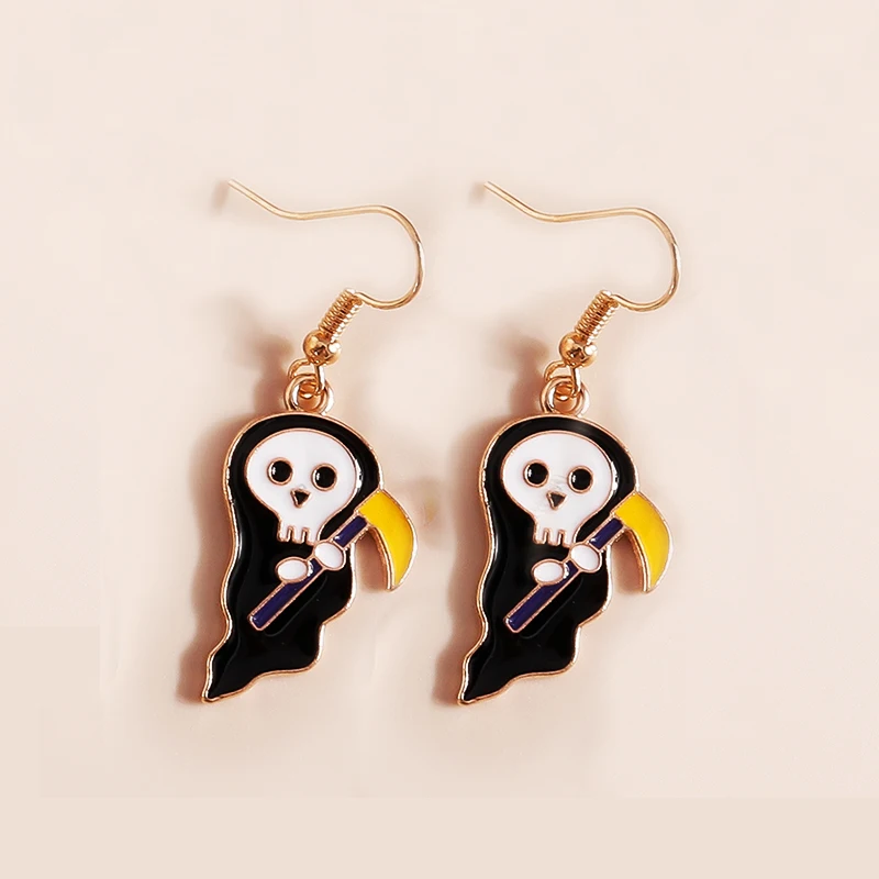 Trendy Halloween Tropfen Ohrringe Für Frauen Mond Tod Geist Kürbis Skelett Baumeln Ohrringe Party Zubehör Lustige Schmuck Geschenke – Detail 14
