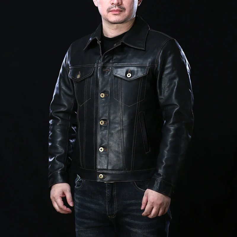 

2012557 Rock Can Roll Read Description! Asian Size Super Quality Genuine Horse Leather 85% Wool Lining Horsehide Stylish Jacket