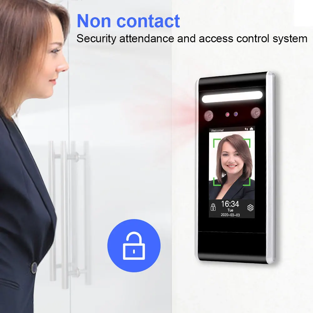 4.3 inch TCP/IP/USB face access control machine dynamic face recognition infrared face detection access control keyboard office