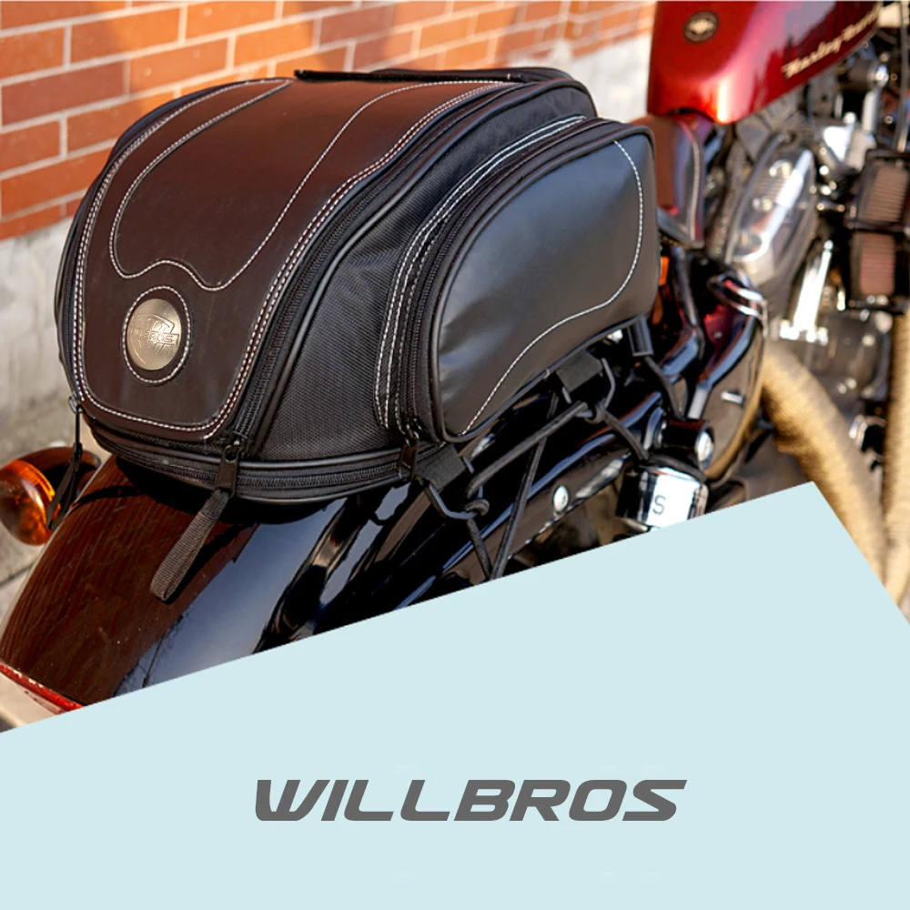 Willbros Motorcycle Motorbike Tool Tail Bag High-capacity Moto Motorcycle Black Saddle Helmet Bag