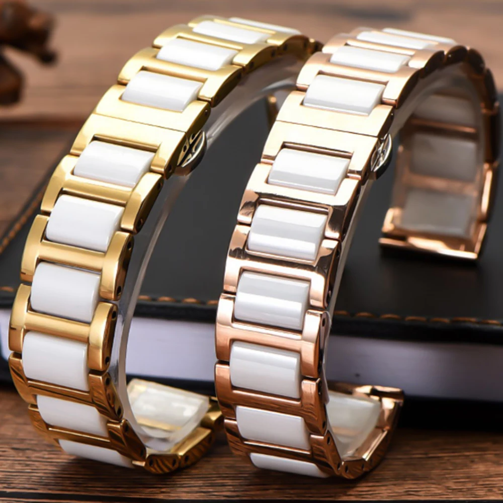 14 16 18 20 22mm Women's men's Ceramic Watch Strap Soft Smooth Fill Multi-Design WatchBand Stainless Steel Common bracelets