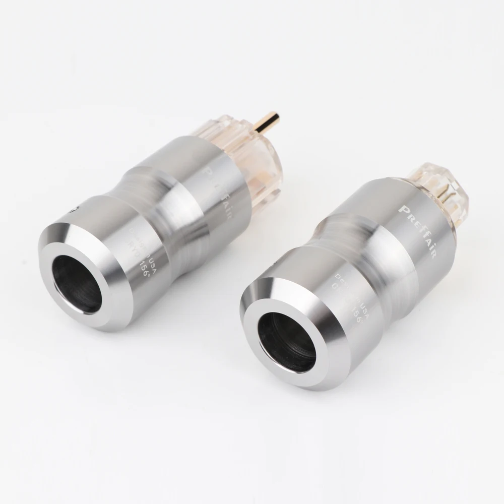 P089ETG 1 pair Preffair Hifi audio 24K Gold plated Transparent EU Schuko  power plug Audio power plug HIFI Power supply socket