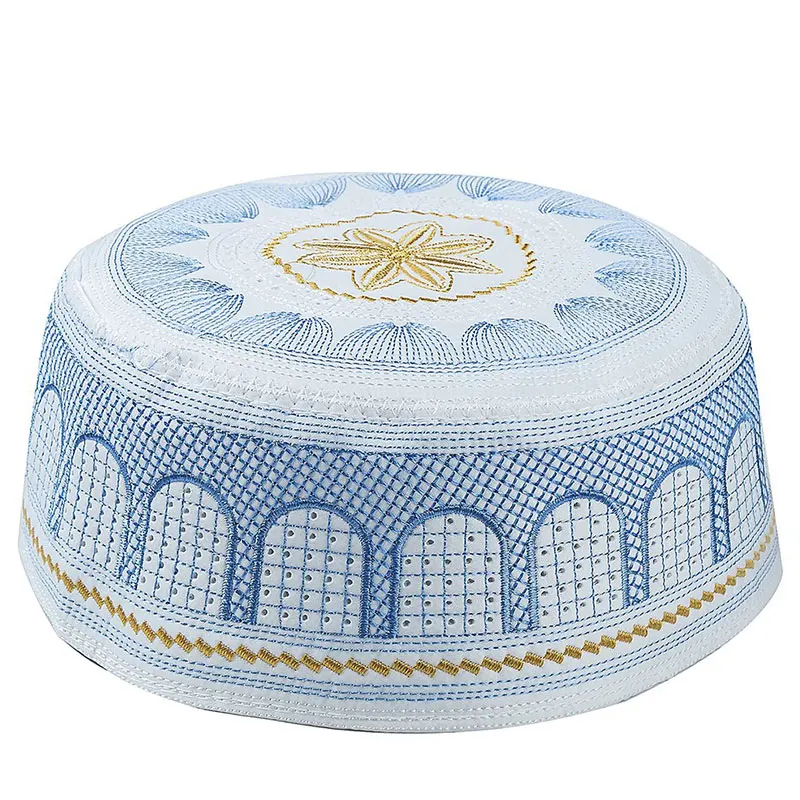 New Muslim Men Prayer Hats Cotton Embroidery Leisure Saudi Arabia Islamic Hat Men Headscarf Clothing India Caps Turban