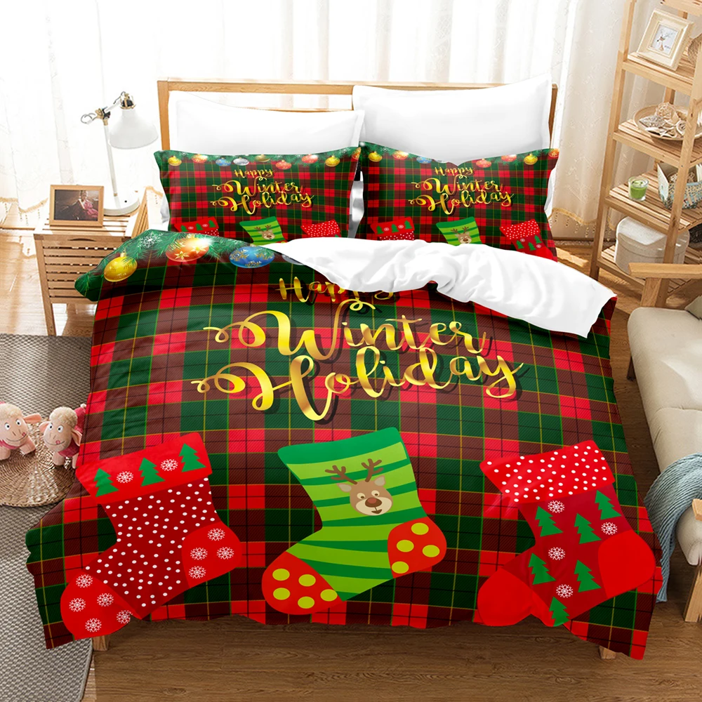 Christmas Snow Bedding Set 3d Duvet Cover Sets Comforter Bed Linen Decor Twin Queen King Single Size Luxury Cartoon Gift Deer