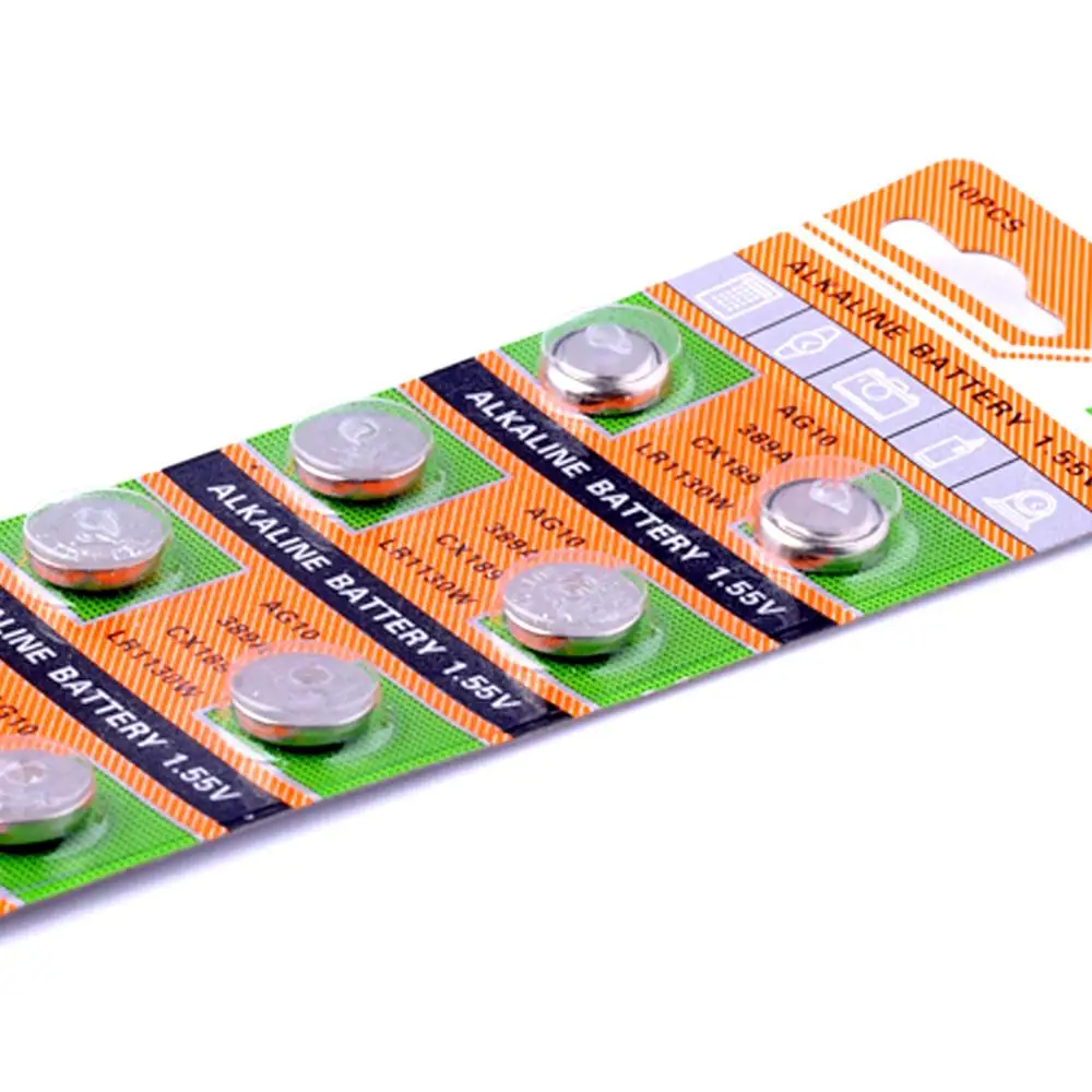 工場卸売180個1.5v AG10 LR1130アルカリ電池ボタン電池389 LR54 SR54 SR1130W 189 LR1130ボタン電池