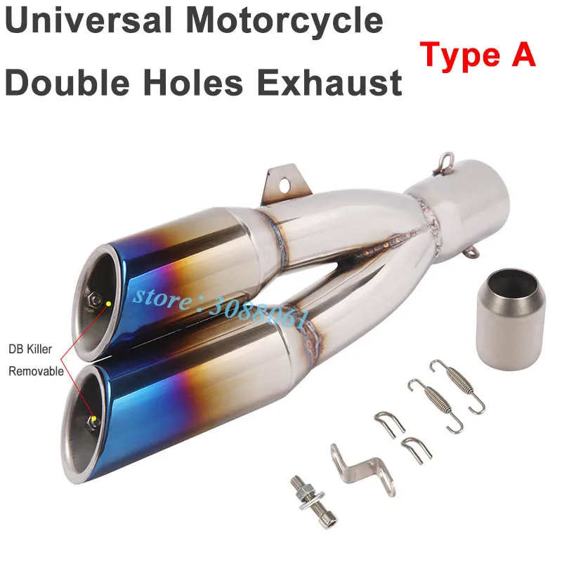 Universal Motorcycle Exhaust Modified 51mm Scooter Muffler Double Hole DB Killer For Ninja 300 Z800 Z900 R3 R15 CBR3000 ATV Z650