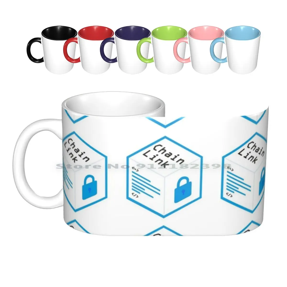 Chainlink Ceramic Mugs Coffee Cups Milk Tea Mug Crypto Cryptocurrency Blockchain Bitcoin Chainlink Link Tech Finance Money