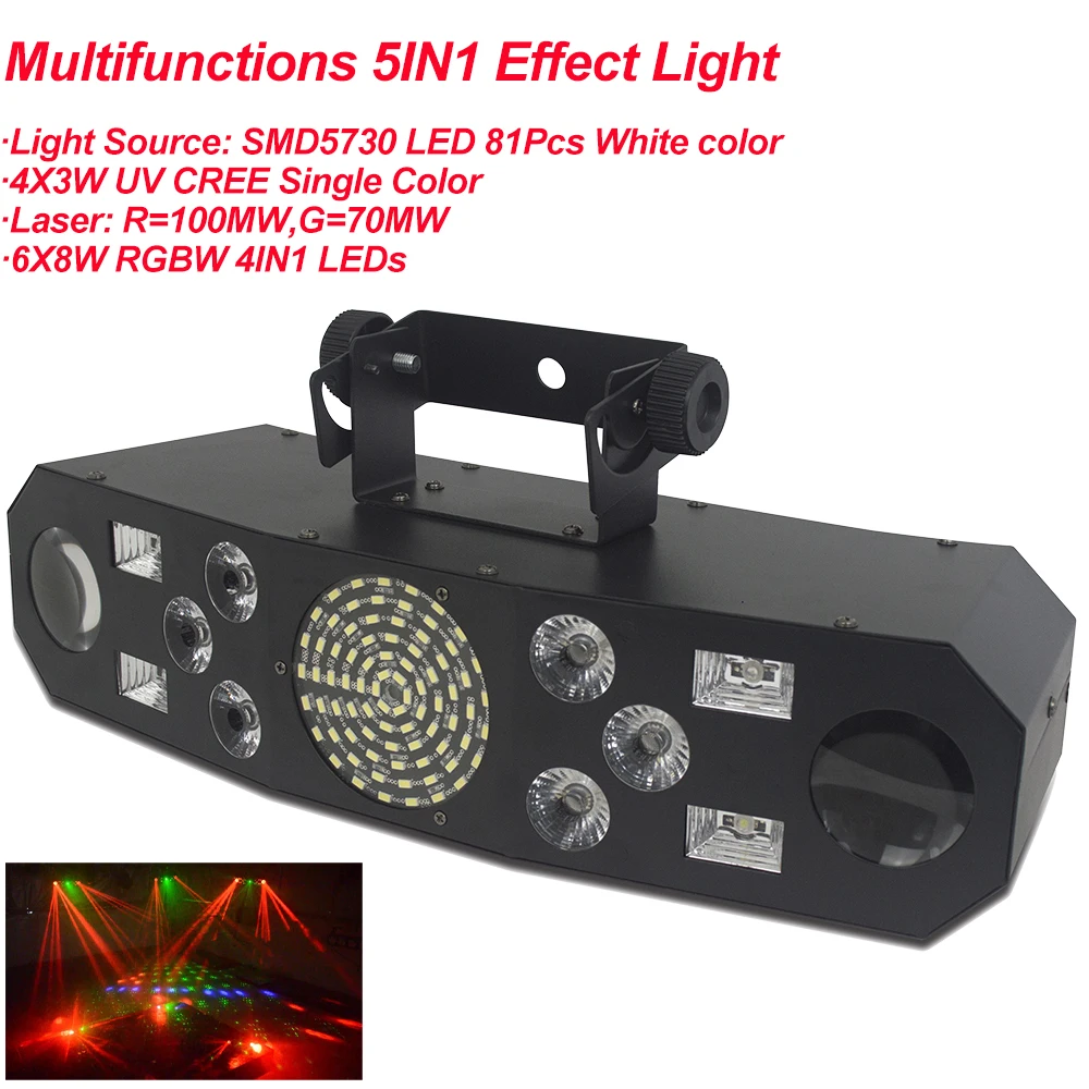 Professional 5IN1 Pattern Effect RGBW Audio Star Whirlwind Laser Projector Stage Disco DJ Club Bar KTV Family Party Light Show