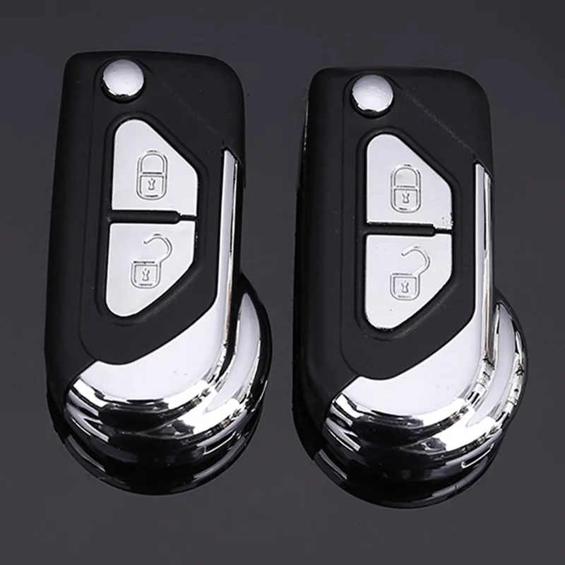 2pcs Modified Car key Case For Peugeot 307 308 407 807 207 Replacement 2 buttons Flip Folding key Fob shell HU83 Key blade