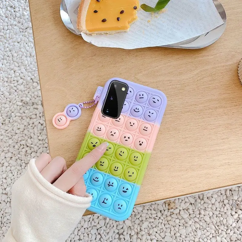 ثلاثية الأبعاد لطيف التعبير بوبيت دفع فقاعة لينة سيليكون الحال بالنسبة شاومي 8 9 10 11 Redmi نوت 7 K40 9A التوحد الحسية تململ غطاء