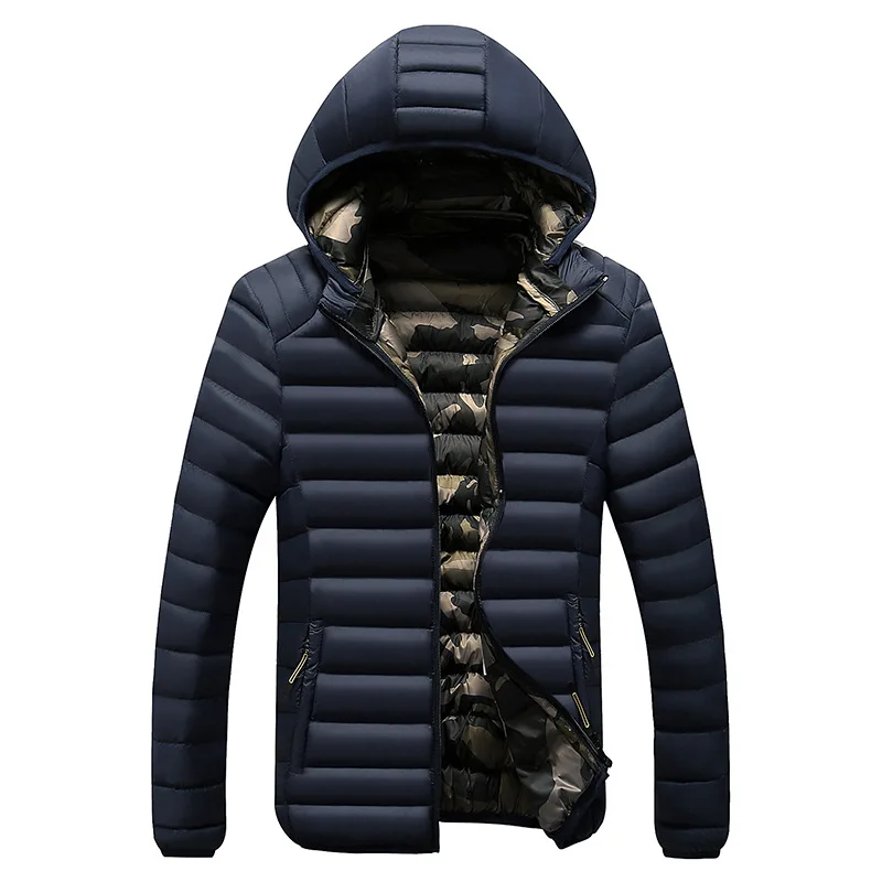 

New Autumn Winter Parka Coat Men Fashion Hooded Collar Windbreaker Parka Jacket Thicken Coat Men Clothing Hommes Veste