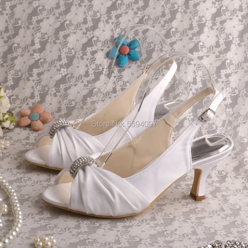 23 Colors Slingback White Dressy Shoes for Women Sandals Mid Heel Bridal Shoes