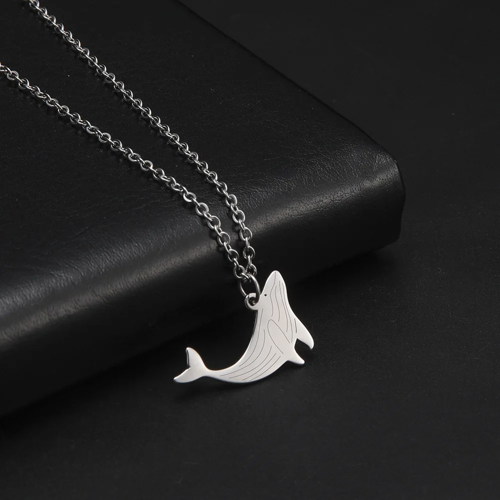 Cazador Stainless Steel Animal Pendant Necklace Cute Cat Dog Pet Whale Elephant Fish Penguin Necklaces Jewelry Gift for Women