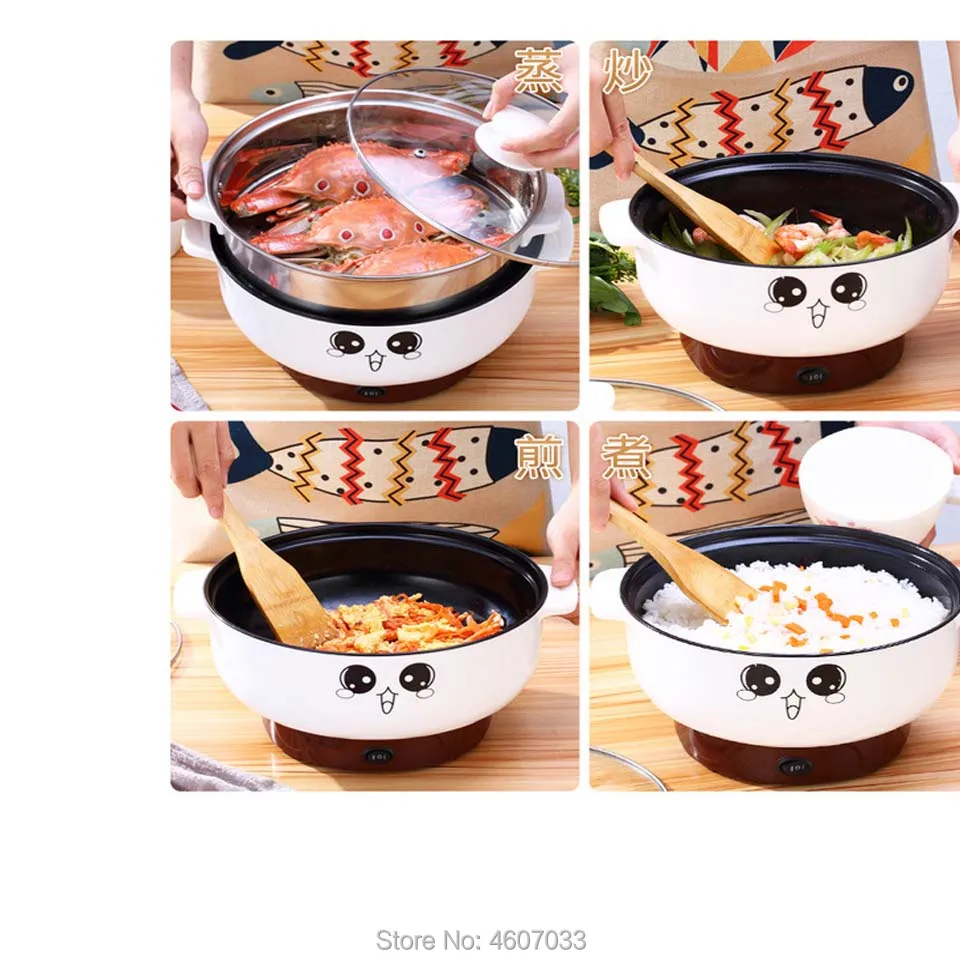 Casserole chauffante électrique multifonctionnelle, cuiseur à vapeur, cuiseur chaud, nouilles, riz, œufs, soupe, 220V