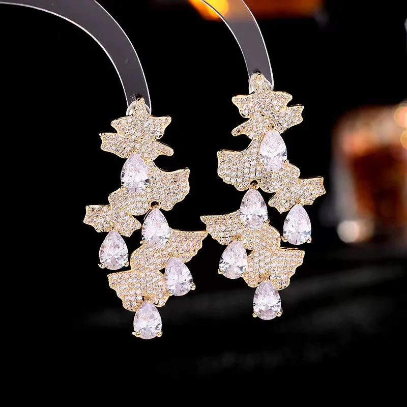 EYER Luxury Top Grade Retro Christmas Dro Earring AAA Cubic Zirconia Big Earrings Charm Women Fashion Jewelry Wedding Party Gift