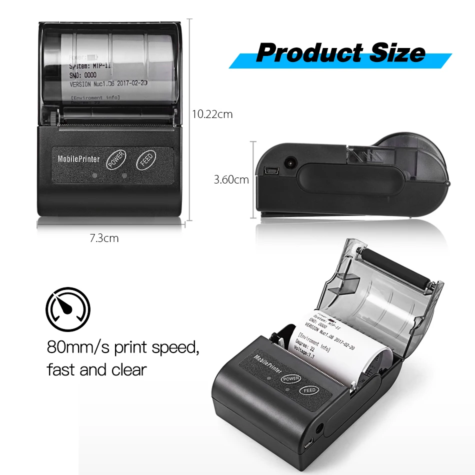 Loyverse POS SII e-boleta Android Mini Bluetooth Wireless Thermal Receipt Printer 58mm Bill Machine Maker with Paper Roll Print