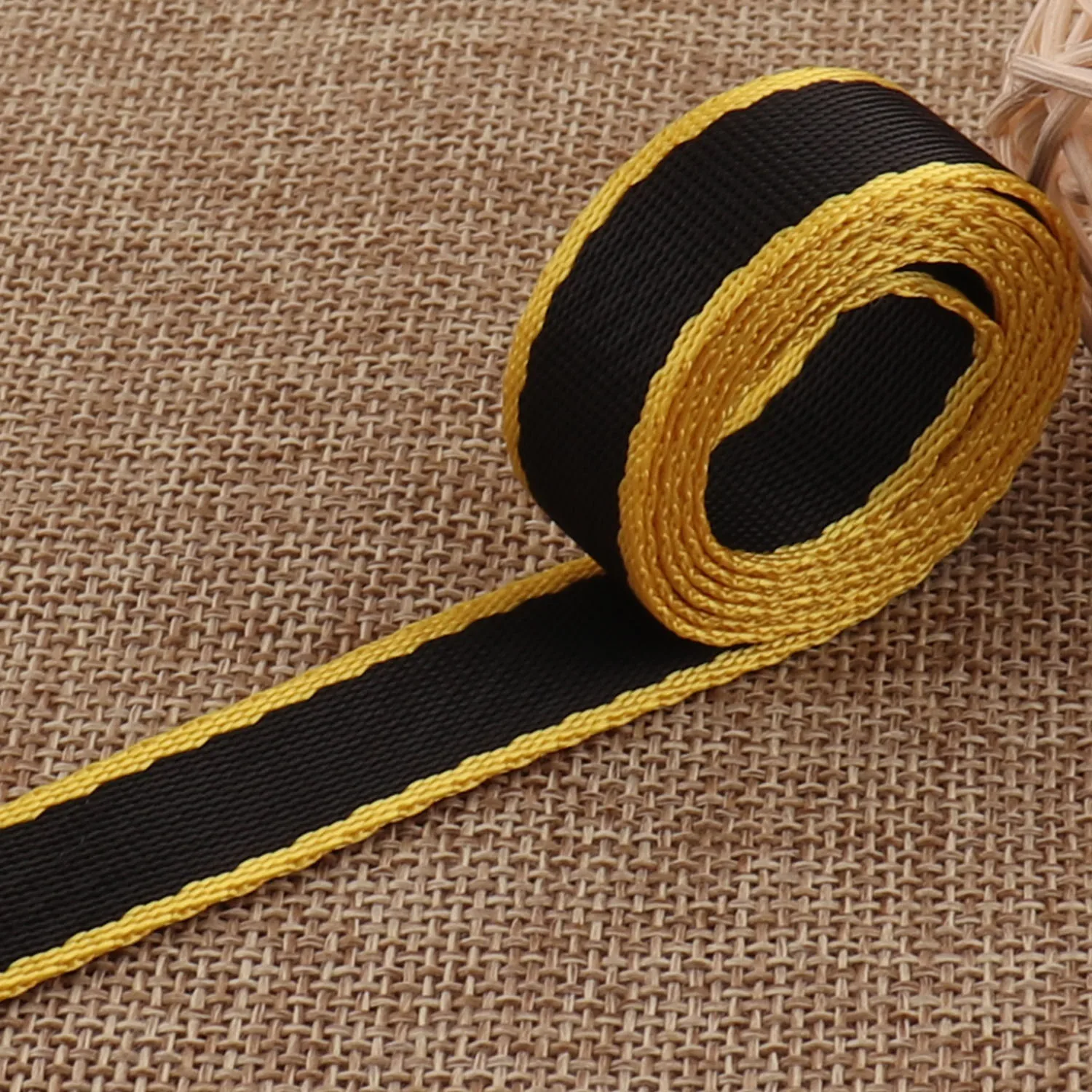 

15mm Nylon Webbing by the Yard Purse Straps Yellow Black Webbing Purse Strap Thin Woven Key Chain Fabric Purse Bag Leash DIY