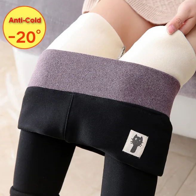 Cashmere Leggings Women High Waist Warm Autumn Winter High Waist Cat Patchwork Thick Stretchy Mujer Legging Slim ouc656