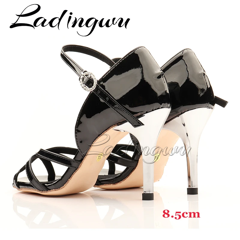 Ladingwu-zapatos de baile de Tango para mujer, calzado de baile latino, zapatos de salón para fiesta de Salsa, suela de Tango, sandalias de baile de piel de vaca con suela dura