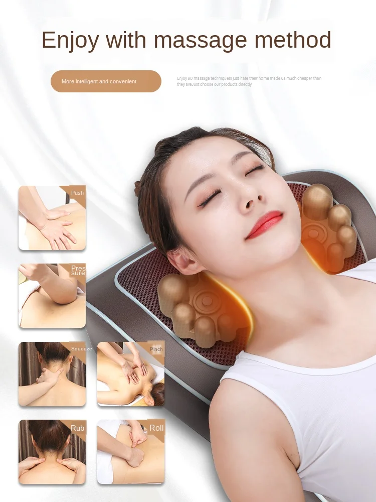 Multi-functional electric physiotherapy massage pillow household vehicle kneading pillow instrument household massage pad body