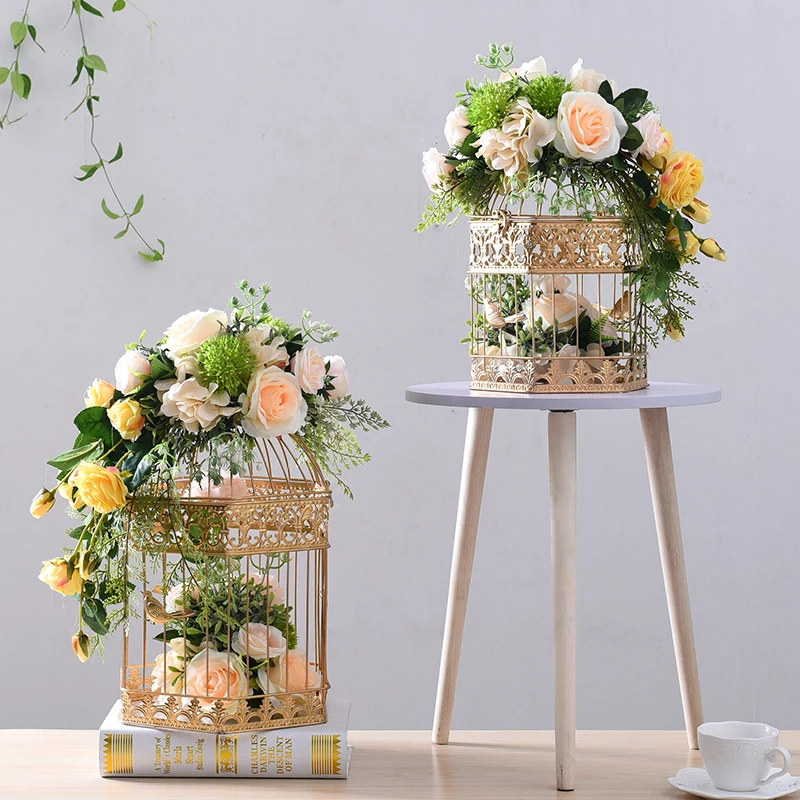 Metal Wedding Flower Vase Vase Table Decoration Road Lead Artificial Rose Flower Party Home Window Photography Decoration DIY