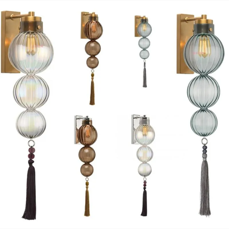 

Chinese Style Stained Glass Gourd Tassel Pendant Lights Loft Living Room Kitchen Bedside Lamp Art Deco Indoor Lighting Fixture